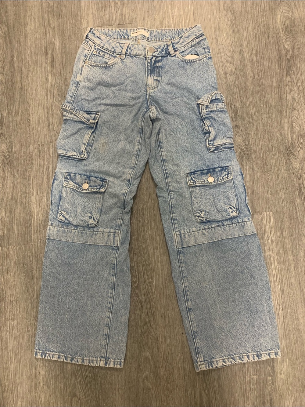 Garage Light Blue Cargo Denim Pants Woman
